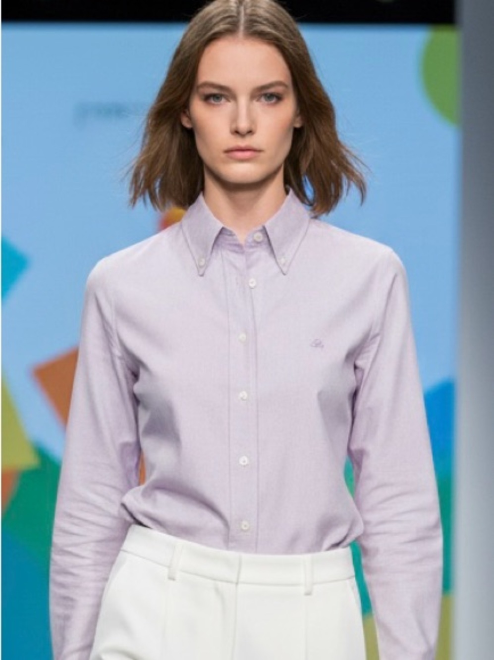 United Colors of Benetton Lavender Oxford Button-Down 100% Cotton S Made Italy